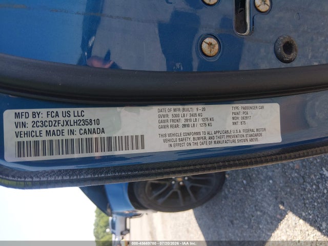 45669780 :رقم المزاد ، 2C3CDZFJXLH235810 vin ، 2020 Dodge Challenger R/t Scat Pack مزاد بيع