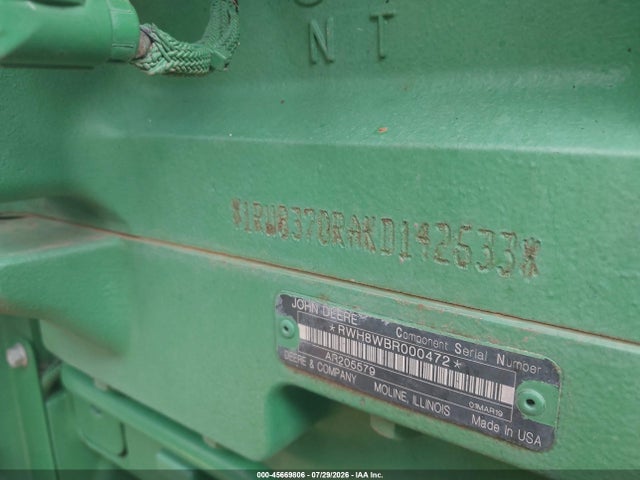 45669806 :رقم المزاد ، 1rw8370rakd142633 vin ، 2019 John Deere Tractor مزاد بيع
