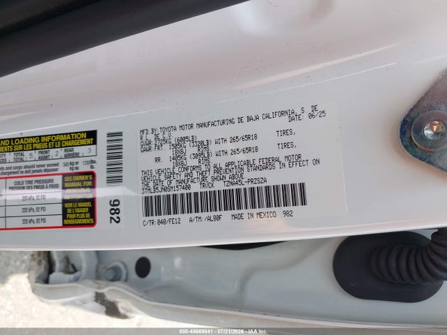 Aukcja sprzedaży 2025 Toyota Tacoma Trd Sport, vin: 3TMLB5JN0SM157400, numer aukcji: 45669841