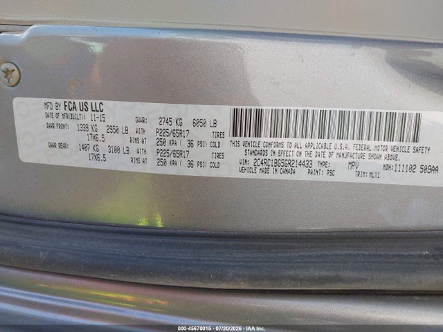 45670015 :رقم المزاد ، 2C4RC1BG5GR214433 vin ، 2016 Chrysler Town & Country Touring مزاد بيع