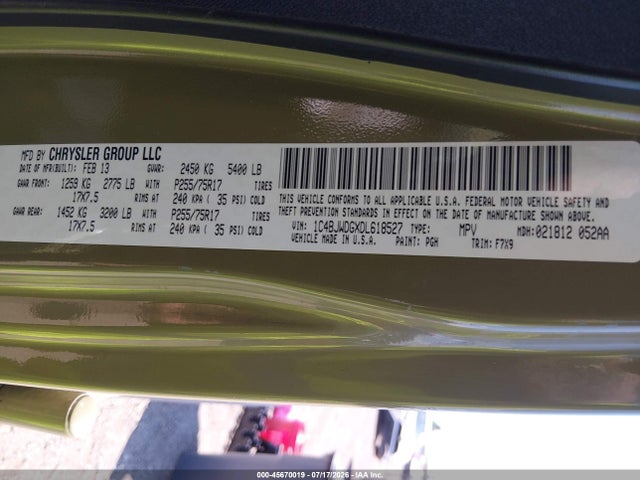 Продажа на аукционе авто 2013 Jeep Wrangler Unlimited Freedom Edition, vin: 1C4BJWDGXDL618527, номер лота: 45670019