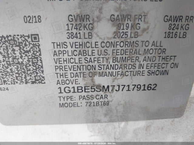 Chevrolet Cruze Lt Auto 2018 1G1BE5SM7J7179162 Image 9