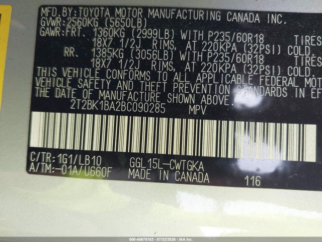 Aukcja sprzedaży 2011 Lexus Rx 350, vin: 2T2BK1BA2BC090285, numer aukcji: 45670182