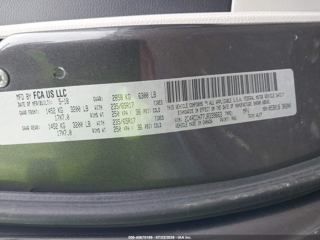 Aukcja sprzedaży 2018 Chrysler Pacifica Hybrid Limited, vin: 2C4RC1N77JR339663, numer aukcji: 45670189