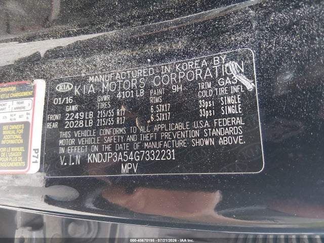 Aukcja sprzedaży 2016 Kia Soul +, vin: KNDJP3A54G7332231, numer aukcji: 45670195