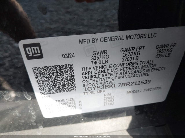 1GYS3BKL7RR211539 Cadillac Escalade 2wd Premium Luxury