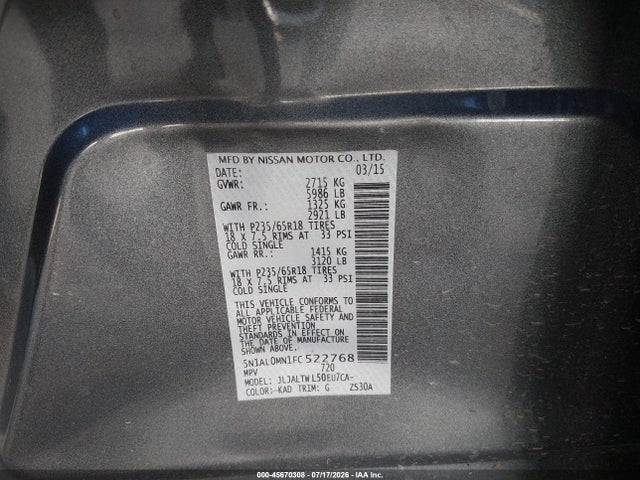 5N1AL0MN1FC522768 Infiniti QX60