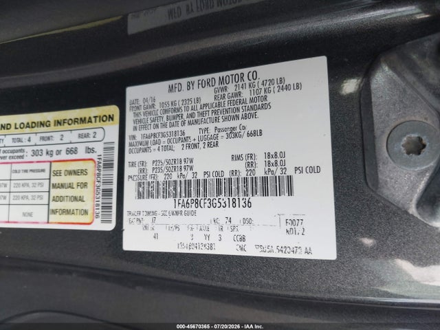1FA6P8CF3G5318136 Ford Mustang Gt Premium