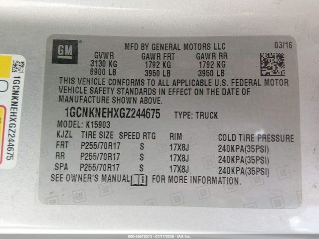 1GCNKNEHXGZ244675 Chevrolet Silverado 1500 Work Truck