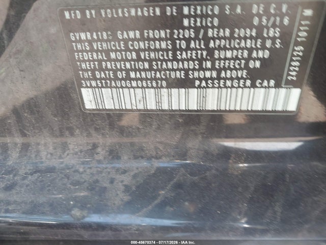 Продаж на аукціоні авто 2016 Volkswagen Golf Gti S 4-door, vin: 3VW5T7AU0GM065670, номер лоту: 45670374