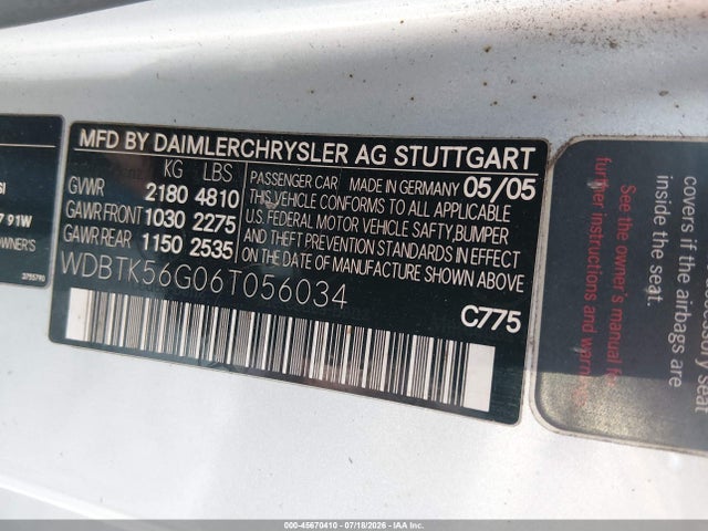 Aukcja sprzedaży 2006 Mercedes-benz Clk 350, vin: WDBTK56G06T056034, numer aukcji: 45670410