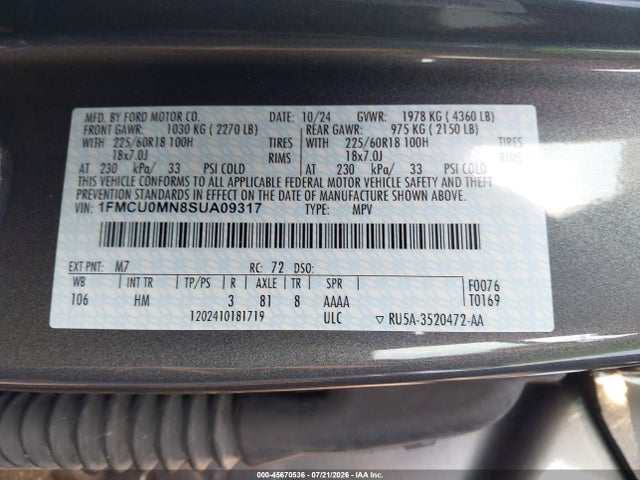 Ford Escape St-line 2025 1FMCU0MN8SUA09317 Image 9