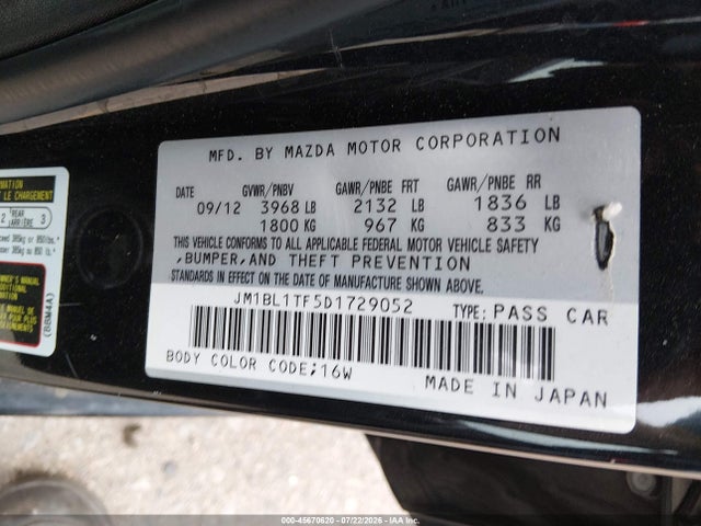 Aukcja sprzedaży 2013 Mazda Mazda3 I Sv, vin: JM1BL1TF5D1729052, numer aukcji: 45670620