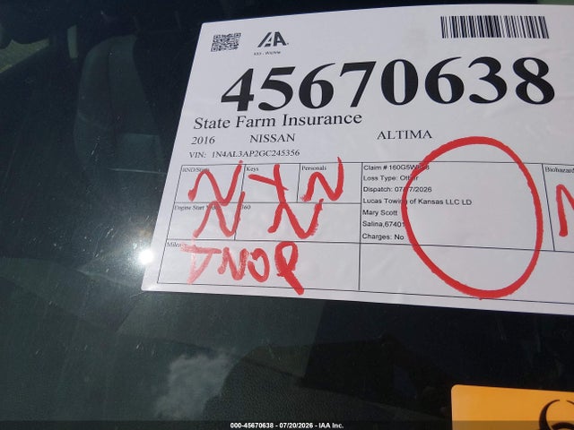 Nissan Altima 2.5 Sl 2016 1N4AL3AP2GC245356 Image 7
