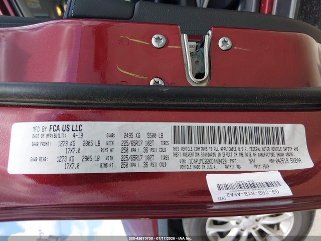 Продаж на аукціоні авто 2019 Jeep Cherokee Latitude 4x4, vin: 1C4PJMCB2KD449420, номер лоту: 45670700