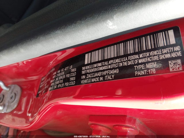 Продажа на аукционе авто 2017 Jeep Renegade Sport, vin: ZACCJAAB1HPF04949, номер лота: 45670859