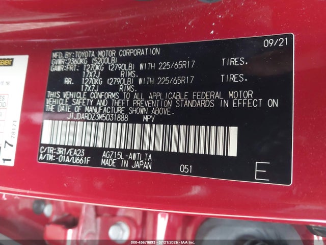 Продаж на аукціоні авто 2021 Lexus Nx 300, vin: JTJDARDZ3M5031888, номер лоту: 45670893