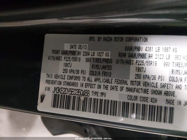 Продажа на аукционе авто 2014 Mazda Cx-5 Grand Touring, vin: JM3KE2DY5E0350468, номер лота: 45670903