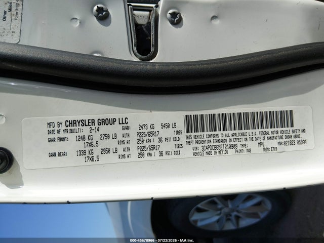 45670966 :رقم المزاد ، 3C4PDCBG5ET210909 vin ، 2014 Dodge Journey Sxt مزاد بيع
