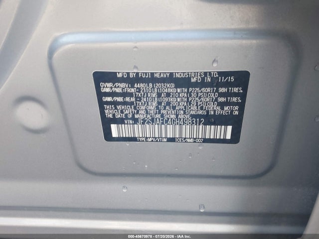 Subaru Forester 2.5i Premium 2016 JF2SJAFC4GH498312 Image 9