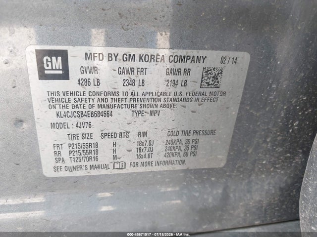 KL4CJCSB4EB684664 Buick Encore Leather