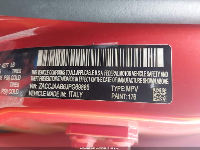 Продаж на аукціоні авто 2018 Jeep Renegade Sport Fwd, vin: ZACCJAAB6JPG69885, номер лоту: 45671086