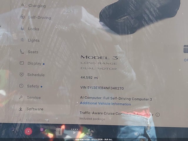 Продаж на аукціоні авто 2022 Tesla Model 3 Long Range Dual Motor All-wheel Drive, vin: 5YJ3E1EB4NF346270, номер лоту: 45671159
