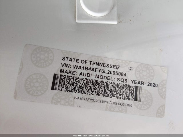 45671204 :رقم المزاد ، WA1B4AFY6L2095084 vin ، 2020 Audi Sq5 Premium Plus Tfsi Quattro Tiptronic مزاد بيع