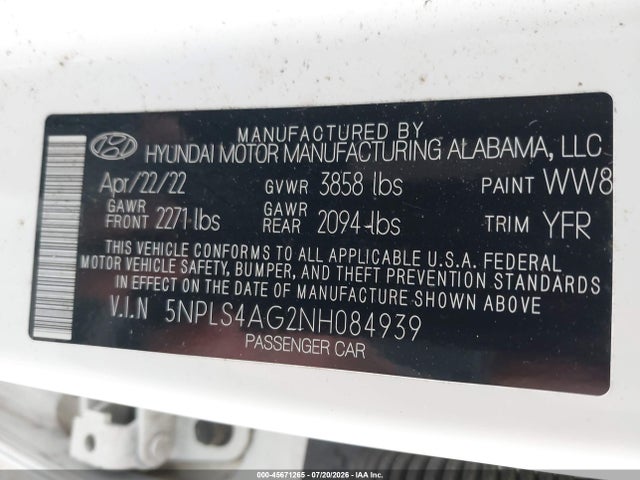 Hyundai ELANTRA SEL 2022 5NPLS4AG2NH084939 Image 9
