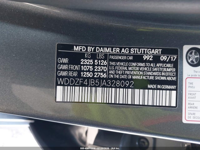 Aukcja sprzedaży 2018 Mercedes-benz E 300, vin: WDDZF4JB5JA328092, numer aukcji: 45671318