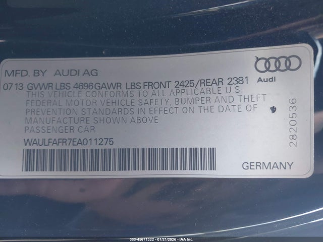 Audi A5 2.0t Premium 2014 WAULFAFR7EA011275 Image 9