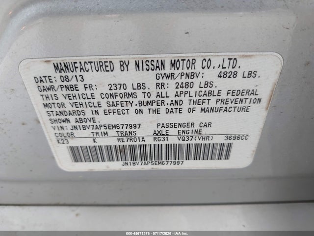Продаж на аукціоні авто 2014 Infiniti Q50 Sport, vin: JN1BV7AP5EM677997, номер лоту: 45671376