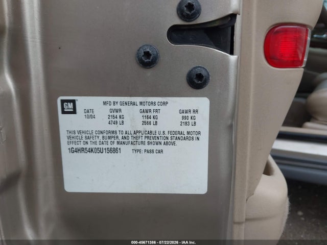 2005 Buick Lesabre Limited მანქანა იყიდება აუქციონზე, vin: 1G4HR54K05U156861, აუქციონის ნომერი: 45671386