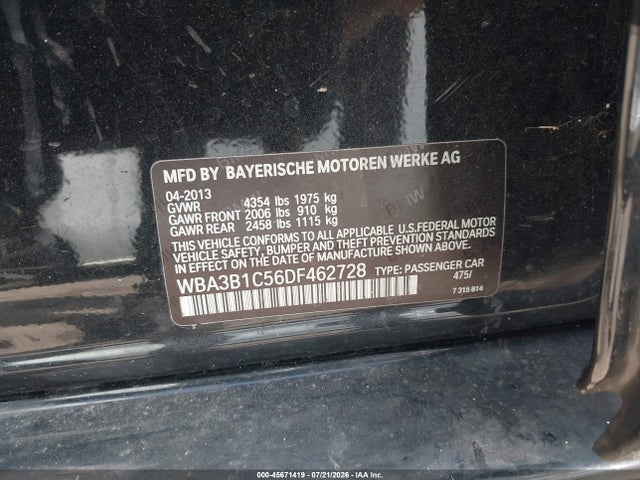 Продаж на аукціоні авто 2013 Bmw 320i, vin: WBA3B1C56DF462728, номер лоту: 45671419