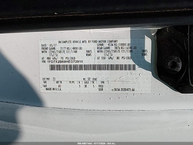 Ford F-250 Xl 2017 1FD7X2B69HED72910 Image 9