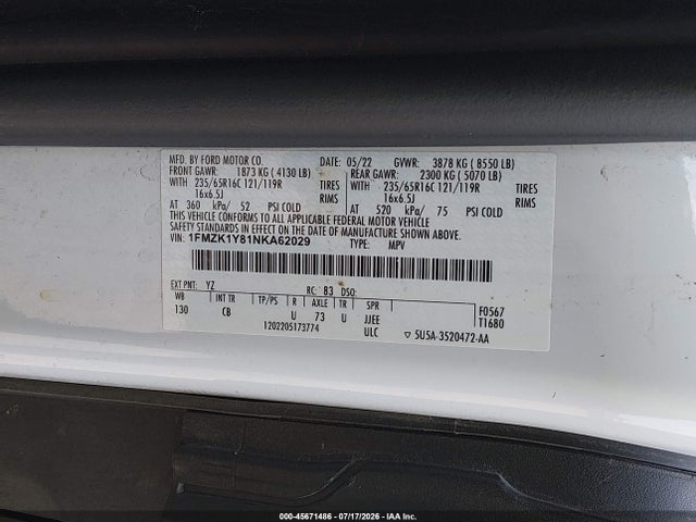 1FMZK1Y81NKA62029 Ford Transit T-150