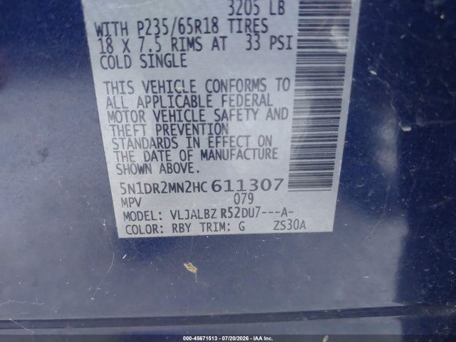 Nissan Pathfinder S 2017 5N1DR2MN2HC611307 Image 9