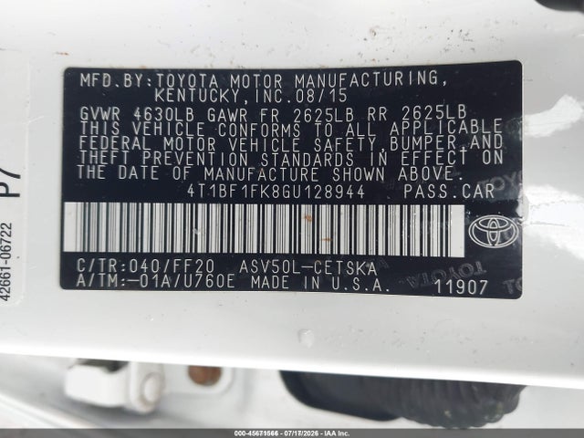 Toyota CAMRY SE 2016 4T1BF1FK8GU128944 Image 9