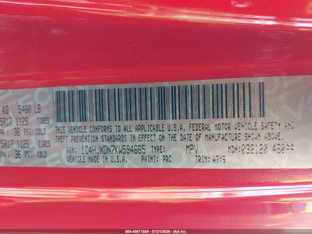 1C4HJXDN7KW594665 Jeep Wrangler Unlimited Sport S 4x4