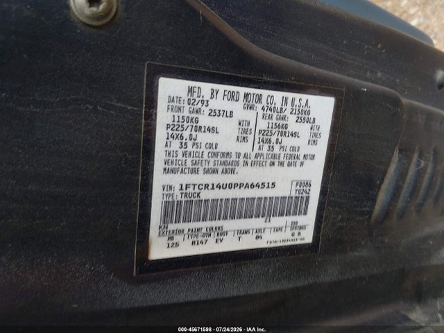 Продаж на аукціоні авто 1993 Ford Ranger Super Cab, vin: 1FTCR14U0PPA64515, номер лоту: 45671598
