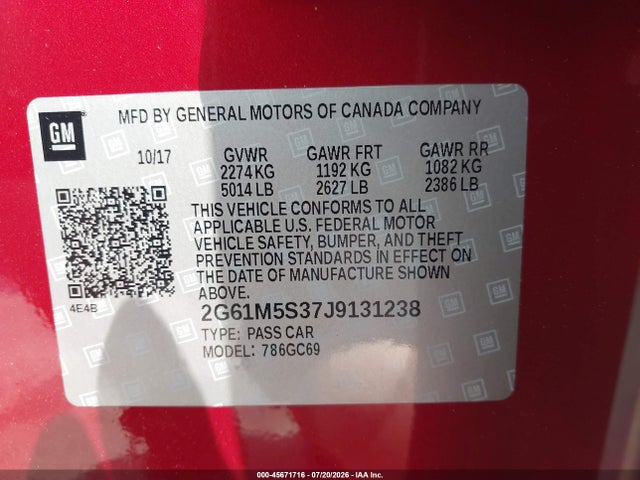 Продажа на аукционе авто 2018 Cadillac Xts Luxury, vin: 2G61M5S37J9131238, номер лота: 45671716