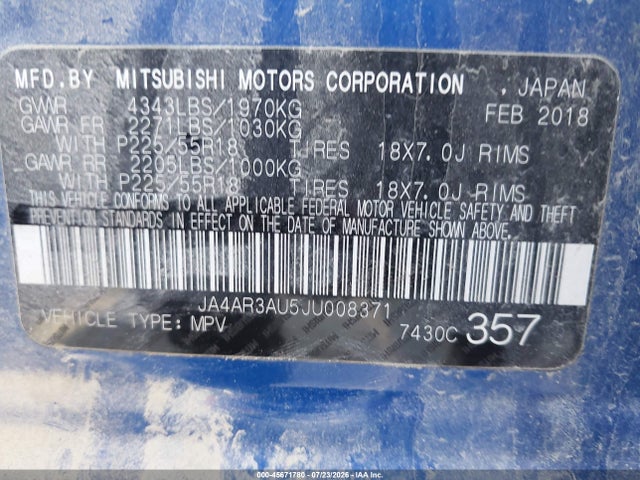 Продаж на аукціоні авто 2018 Mitsubishi Outlander Sport 2.0 Es, vin: JA4AR3AU5JU008371, номер лоту: 45671780