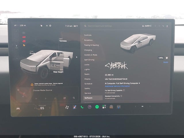45671813 :رقم المزاد ، 7G2CEHED5SA073419 vin ، 2025 Tesla Cybertruck All-wheel Drive مزاد بيع