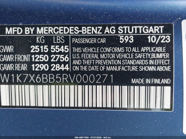 Продажа на аукционе авто 2024 Mercedes-benz Amg Gt 53 4-door Coupe, vin: W1K7X6BB5RV000271, номер лота: 45671850