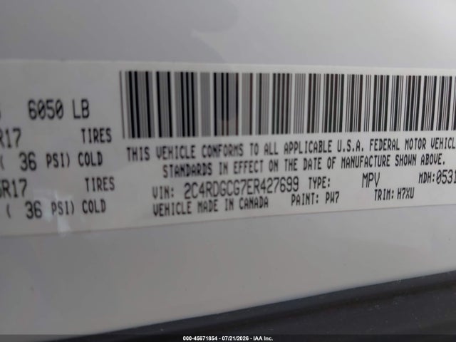 2014 Dodge Grand Caravan Sxt მანქანა იყიდება აუქციონზე, vin: 2C4RDGCG7ER427699, აუქციონის ნომერი: 45671854