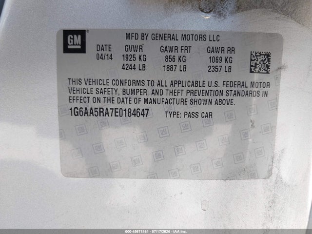 Cadillac Ats Standard 2014 1G6AA5RA7E0184647 Image 9