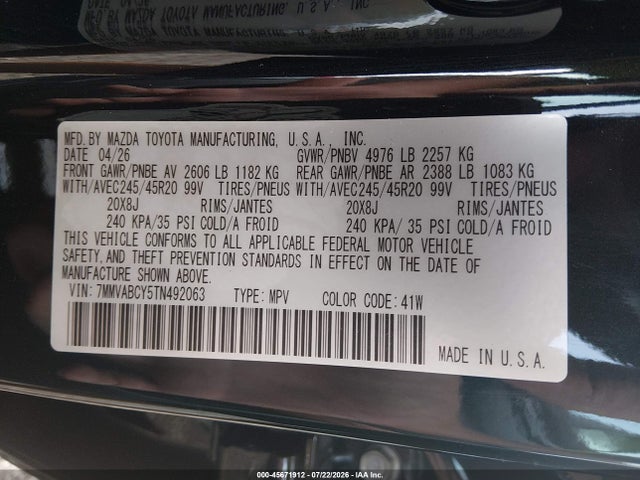 Продажа на аукционе авто 2026 Mazda Cx-50 2.5 Turbo, vin: 7MMVABCY5TN492063, номер лота: 45671912