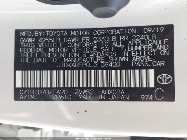 Toyota Prius Prime Xle 2020 JTDKARFP0L3139420 Image 9