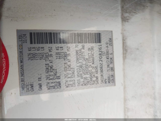 Aukcja sprzedaży 2025 Nissan Pathfinder Rock Creek 4wd, vin: 5N1DR3BD6SC208261, numer aukcji: 45672141