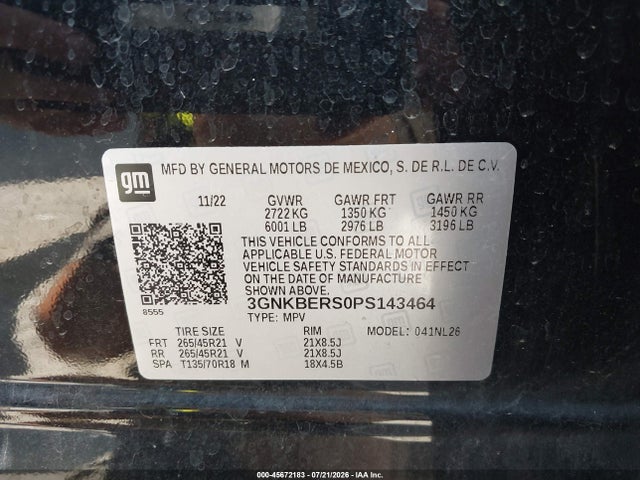 Aukcja sprzedaży 2023 Chevrolet Blazer Fwd Rs, vin: 3GNKBERS0PS143464, numer aukcji: 45672183